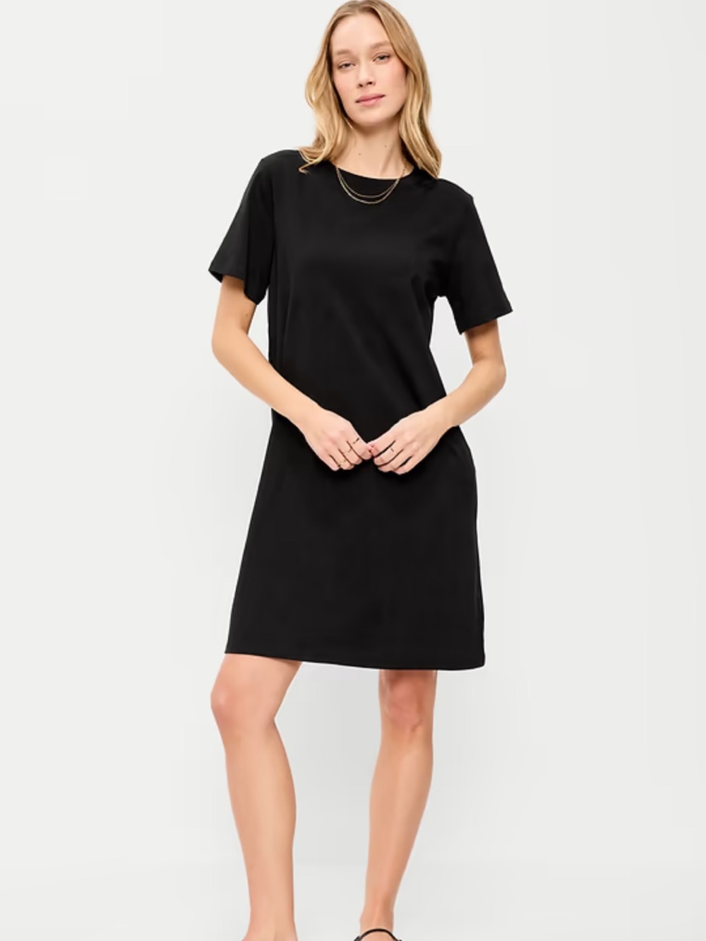 Old Navy Black Crew-Neck Mini T-Shirt Dress (Size Medium)